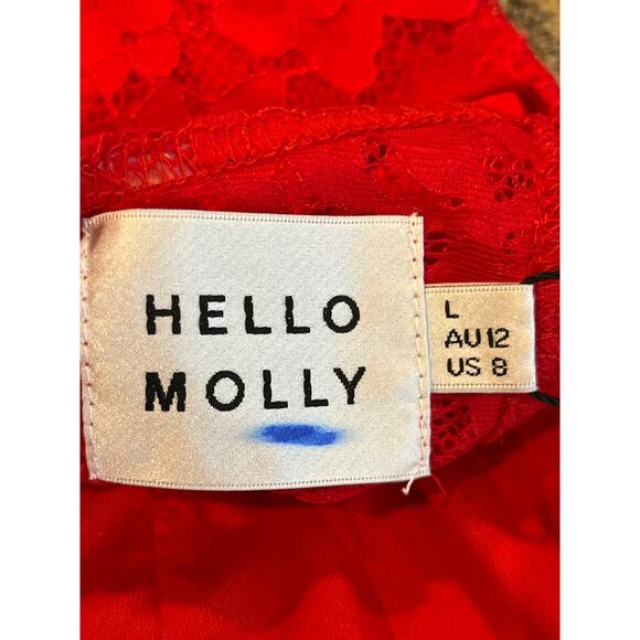 Hello Molly NEW Size 8 Run Away with Me Red Lace Mini Dress - Picture 9 of 12